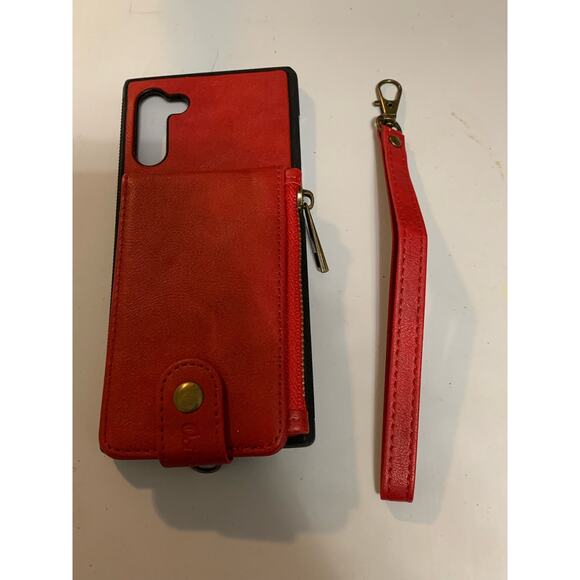 Samsung Galaxy Note 10 Wallet Phone Case Red With Strap - Picture 1 of 8